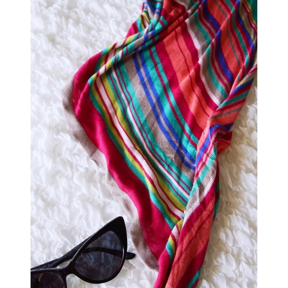 Multicolor Striped Wrap Tie Rainbow Cardigan - Picture 3 of 12